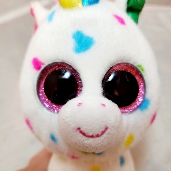 TY Harmonie White Rainbow Spotted Unicorn Plush Stuffed Animal Sparkle Eyes EUC - Picture 4 of 11